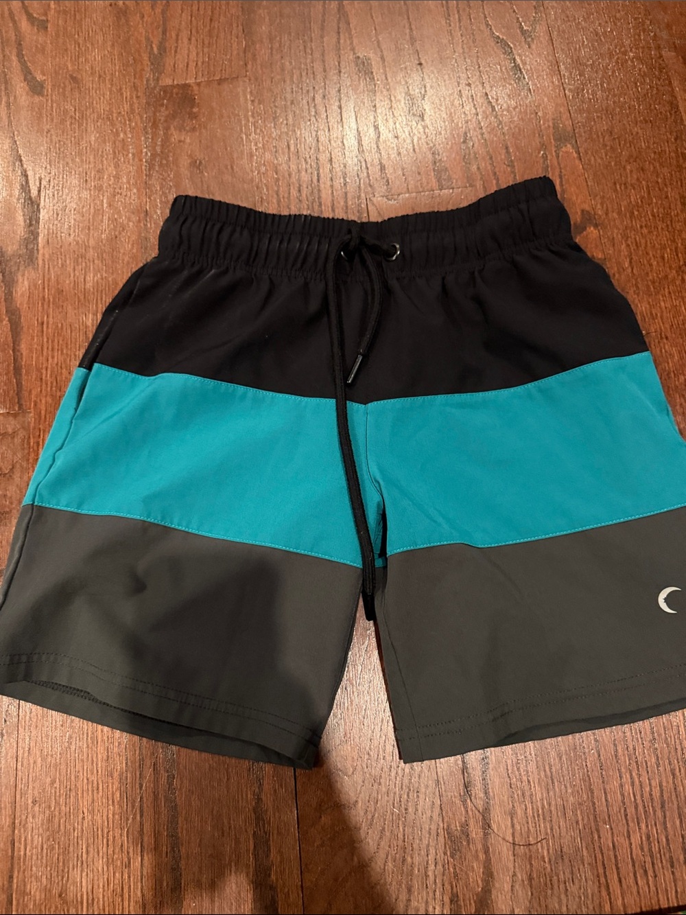 ZYIA Boys Black, Teal & Charcoal Colorblock Swim Shorts